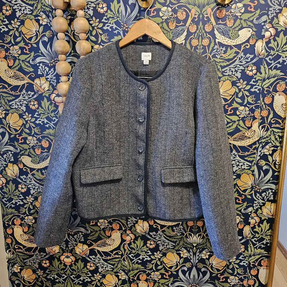 J. Crew Wool-Blend Herringbone Blazer - Picture 2 of 7